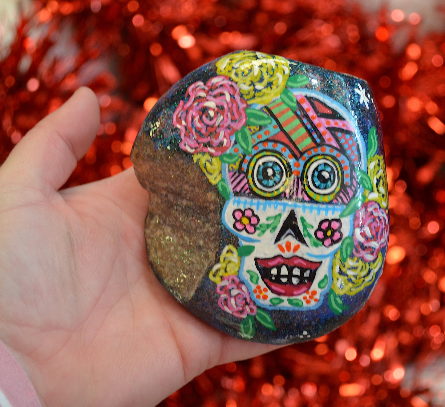 Sugar Skull Art Paintings on Rocks by Terri Jayne
